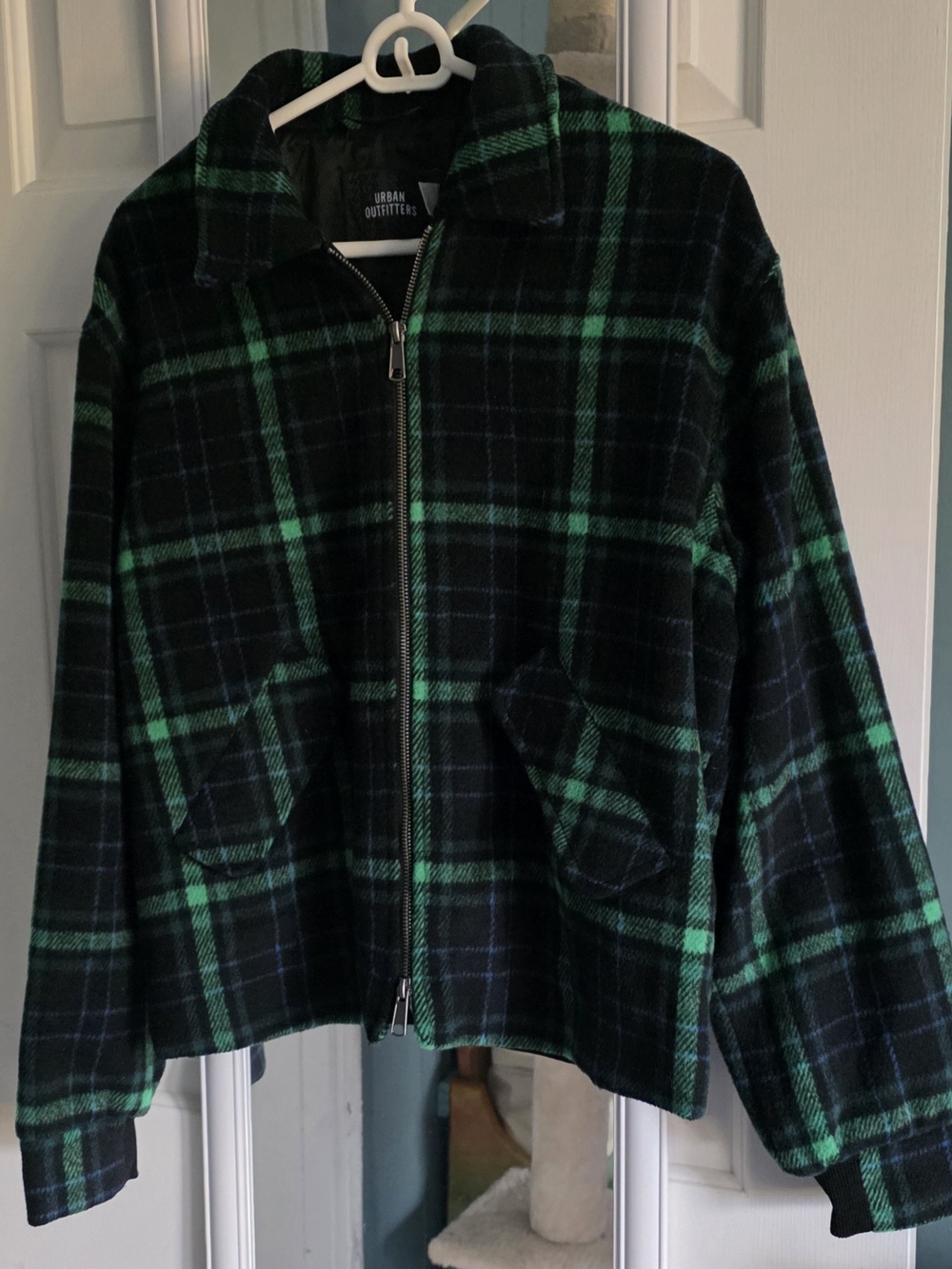 Urban Outfitters Green & Black Plaid Zip Jacket